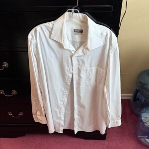 Van Heusen Men's White Long Sleeve Dress Shirt with Chest Pocket
